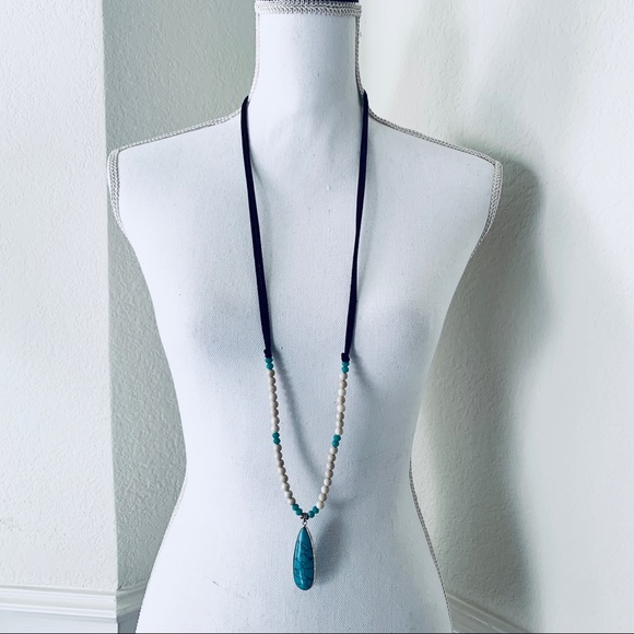 BOHEMIAN BLUE TEARDROP NECKLACE - Picture 5 of 7